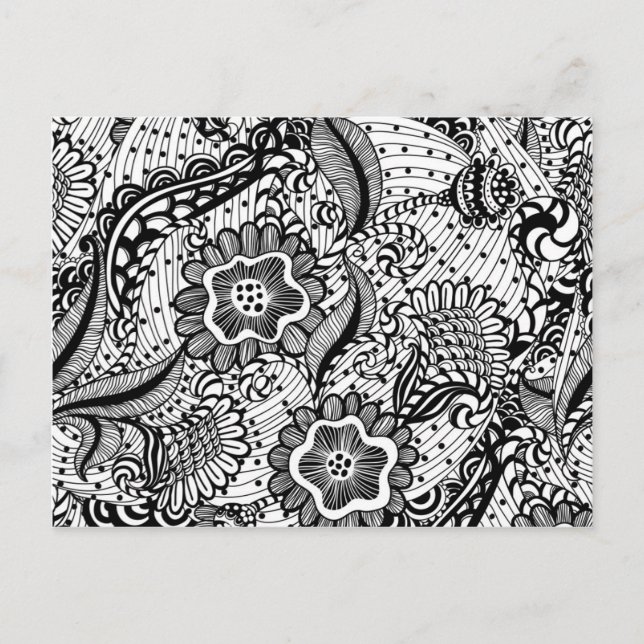 Girly Abstract Floral Postcard (Front)