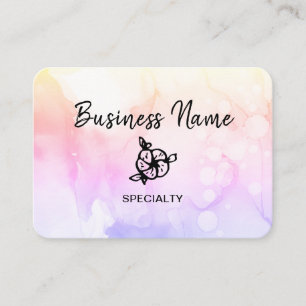 *~* Girly Abstract Ombre Pastel Peach Logo QR code Business Card