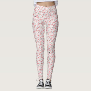 Girly Abstract Pink Floral Leggings for Women