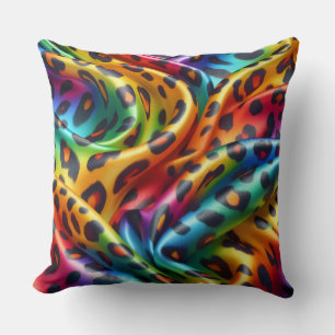 Girly Accents   Rainbow Leopard Print Cushion