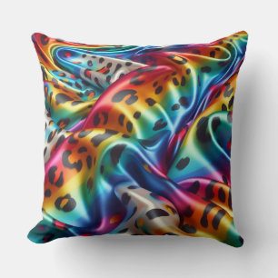 Girly Accents Rainbow Leopard Print Cushion
