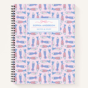 Girly Aesthetic Kawaii Fish with Bow Custom Notebook