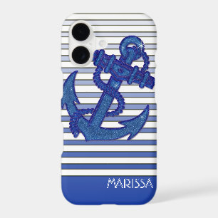 Girly Anchor Nautical Sailing Boat Ombre Stripes