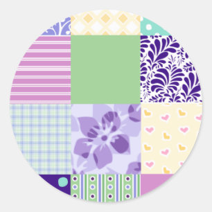 Girly and Fresh Pattern Squares Vector Quilt Classic Round Sticker
