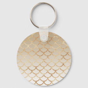 Girly and Glam Ombre Gold Mermaid Glitter Sparkles Key Ring