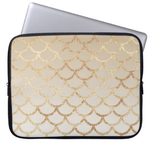 Girly and Glam Ombre Gold Mermaid Glitter Sparkles Laptop Sleeve