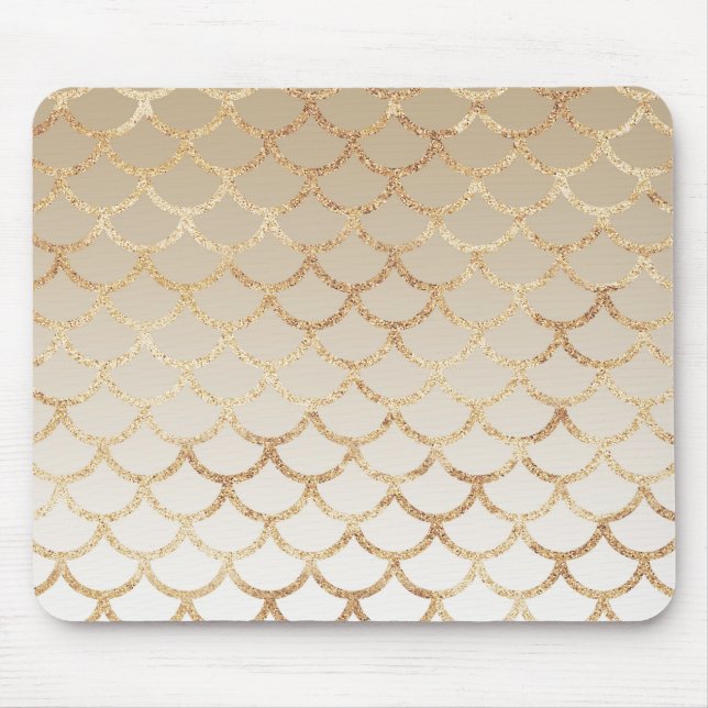 Girly and Glam Ombre Gold Mermaid Glitter Sparkles Mouse Mat (Front)