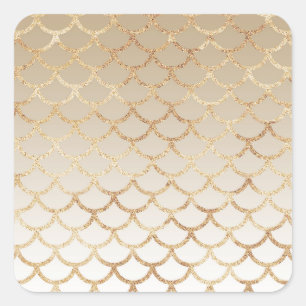 Girly and Glam Ombre Gold Mermaid Glitter Sparkles Square Sticker