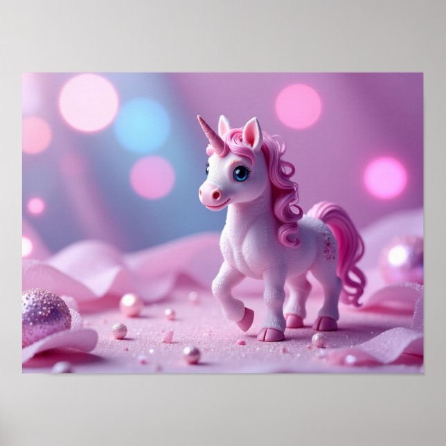 Girly and Pink Unicorn Poster (Front)