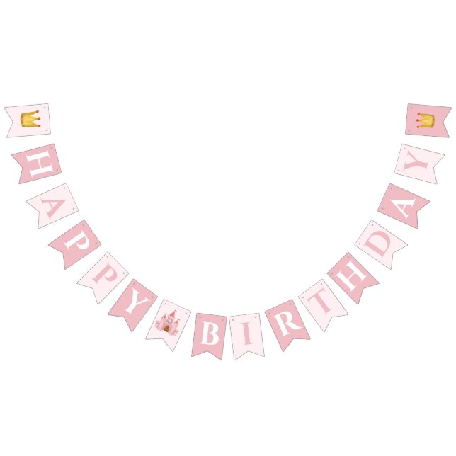 Girly and Whimsical Pink Princess Kids Birthday Bunting (All)