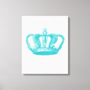 Girly Aqua Blue Vintage Crown Canvas Print