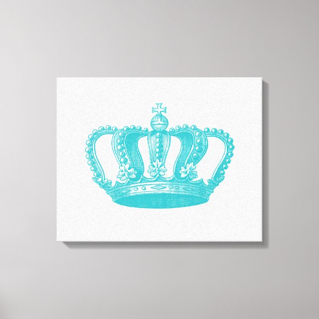 Girly Aqua Blue Vintage Crown Canvas Print (Front)