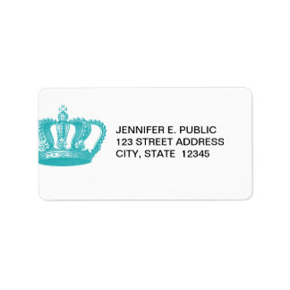 Girly Aqua Blue Vintage Crown Label