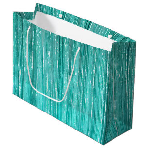 Girly Aqua Mint Glam Tinsel Stripes Large Gift Bag