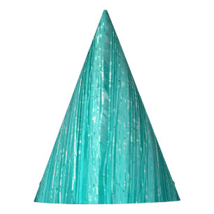 Girly Aqua Mint Glam Tinsel Stripes Party Hat