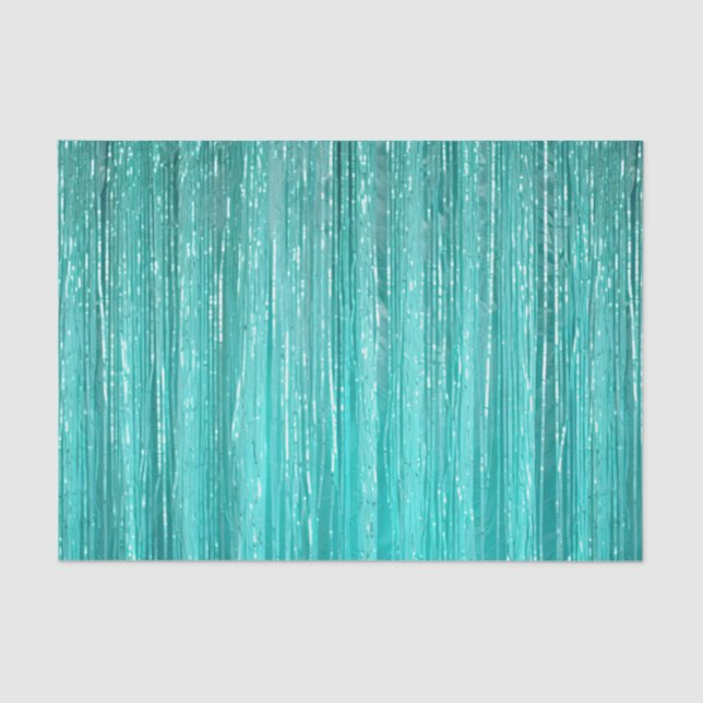 Girly Aqua Mint Glam Tinsel Stripes  Tissue Paper (Front)