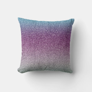 Girly Aqua Purple Mint Pink Glitter ombre Cushion