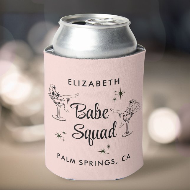 Girly Babe Squad Pink Bachelorette Party Can Cooler (Creator Uploaded)
