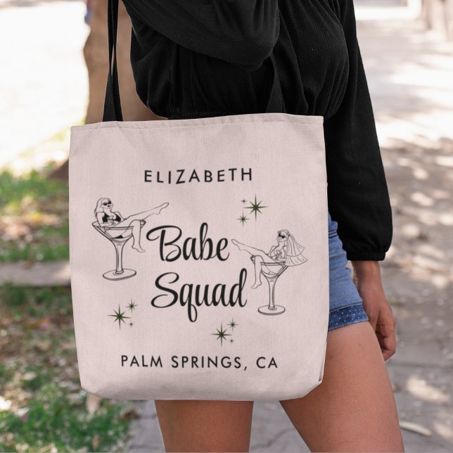 Girly Babe Squad Pink Bachelorette Party Tote Bag (Creator Uploaded)