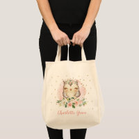 Girly Baby Owl Watercolor Blush Pink Floral