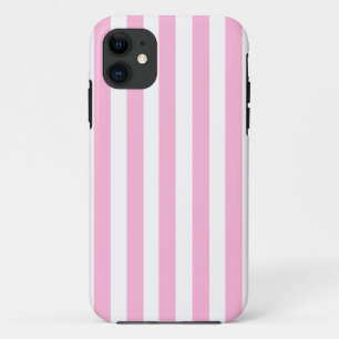 Girly Baby Pink Solid Stripes Pattern iPhone 11 Case