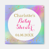 Girly Baby Shower Colourful Unicorn Gold Glitter