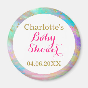 Girly Baby Shower Colourful Unicorn Gold Glitter Magnet