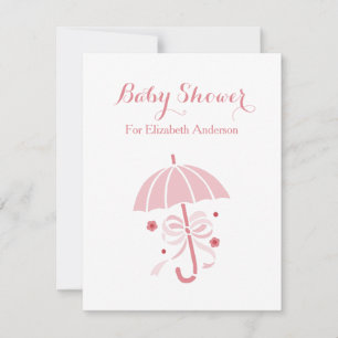 Girly Baby Shower Cute Pink Umbrella With Bow Invitation