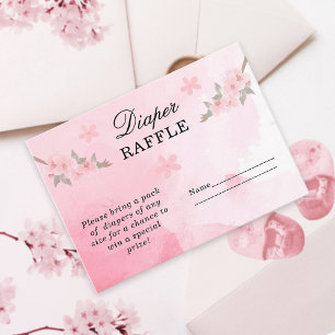 Girly Baby Shower Diaper Raffle Cherry Blossom  Enclosure Card
