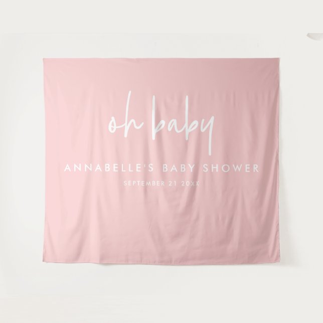 Girly baby shower pink modern unique typography ta tapestry (Front (Horizontal))