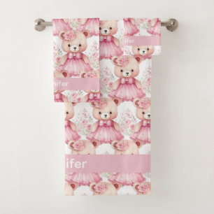 Girly Baby & Toddler Bath Towel Set   Custom Name