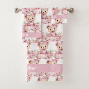 Girly Baby & Toddler Bath Towel Set Custom Name