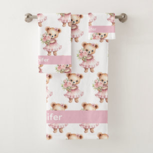 Girly Baby & Toddler Bath Towel Set   Custom Name