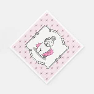 Girly Ballet Princess Old English Sheepdog Grey 1 Napkin