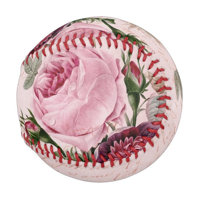 Girly Baseball Rose Flower Vintage Pink (Front Right)