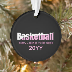 Girly Basketball Player Pink Typography Ornament