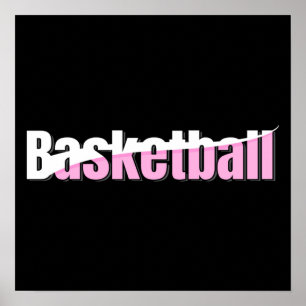 Girly Basketball Player Pink Typography Poster