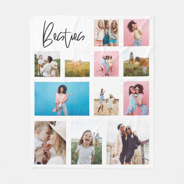 Girly besties 20 photo best friend modern simple fleece blanket (Front)