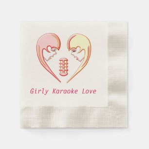 Girly BFF Karaoke Love Heart Napkin