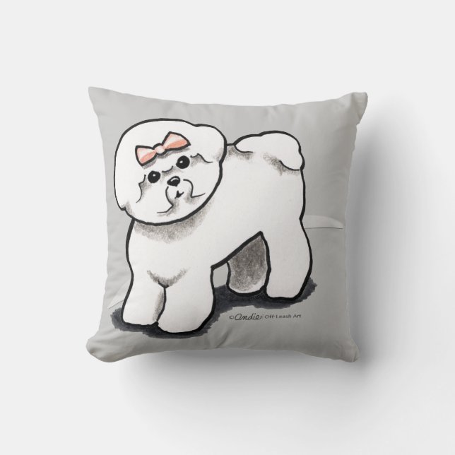 Girly Bichon Frise Cushion (Front)