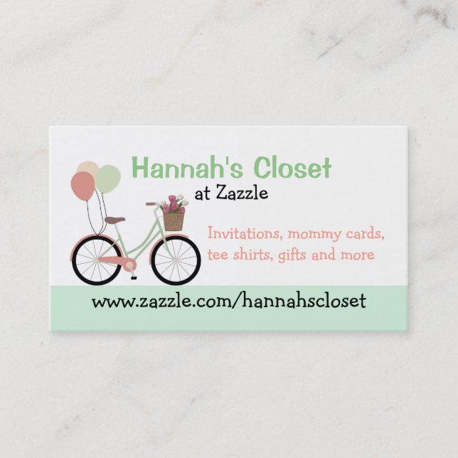 Girly Bike and Balloons Business Card (Front)