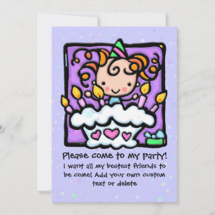 Girly birthday party invitations PURPLE