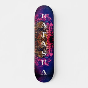 Girly Black and Pink abstract art on Skateboard