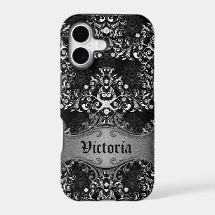 Girly Black and White Damask Victorian iPhone Case