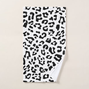 Girly Black and White Leopard Spot Hand Towel