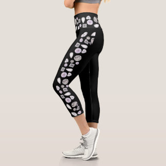 Girly Black & Antique White Diamonds Capri Legging
