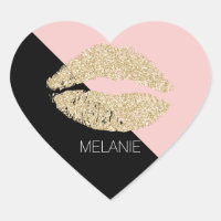 Girly Black Blush Pink Chic Glitter Lips