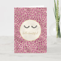 Girly Black Eyelashes Gold Pink Leopard Print