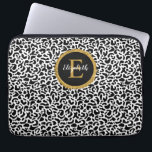 Girly Black Gold Leopard Monogram Laptop Sleeve<br><div class="desc">A black and white leopard pattern with a gold and black elegant monogram decorates this laptop sleeve. Personalise it for yourself or for a gift! Designed for you by Blackberry Boulevard.</div>