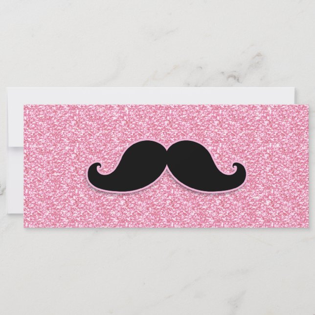 GIRLY BLACK MUSTACHE PINK GLITTER PRINTED (Front)